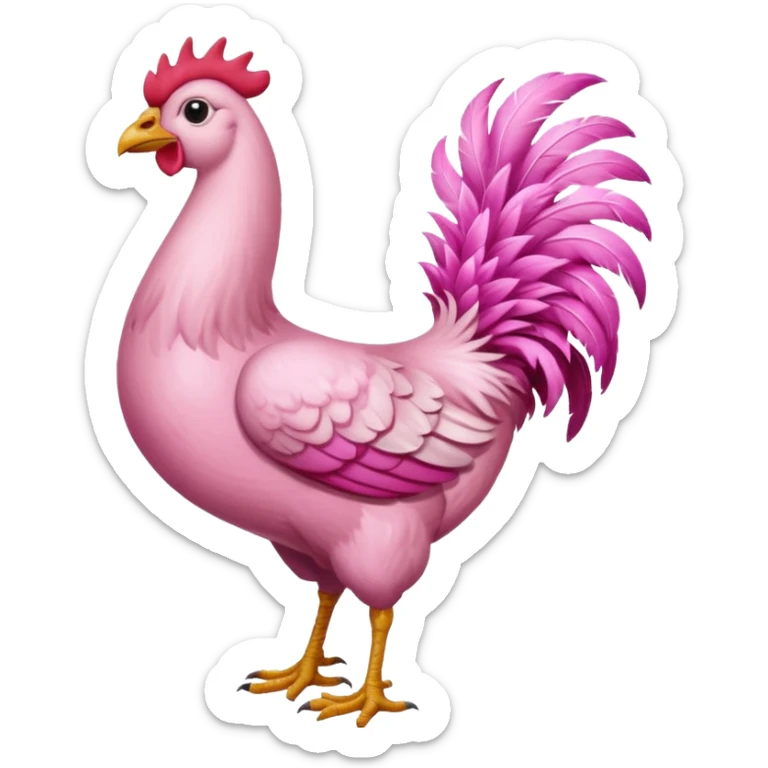 Gallina de pelaje rosa fuerte mezclada con una jirafa sin manchas sticker