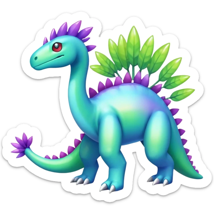 Shiny Colorful Iridescent Meganium-Amaura-fakemon (full body) sticker