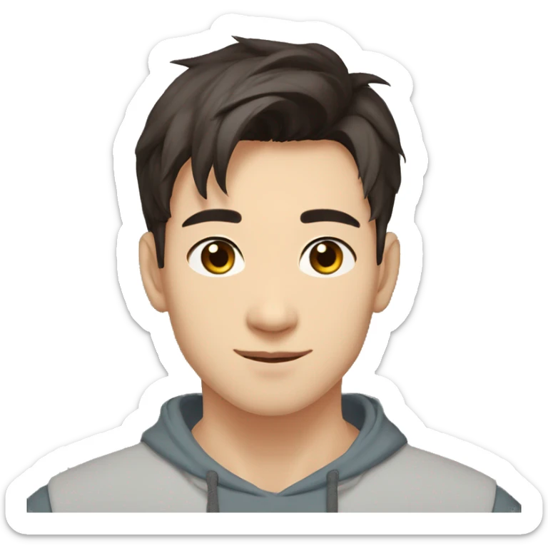 Male, 18 years old, without beard and mustache, dark brown hair, Kazakh, height 180 cm, pumped up sticker