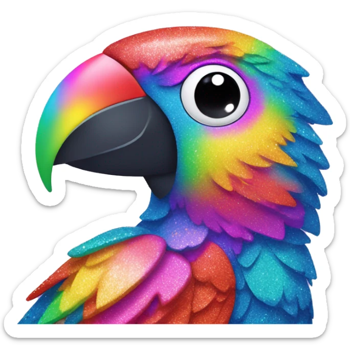 lisa frank glitter parrot  sticker