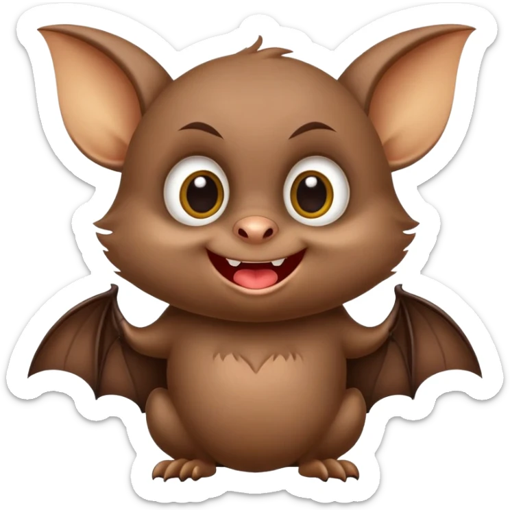 Cheeky little bat mascot for FC Rostov football club, mischievous expression, cute, playful, small bat with big smile sticker