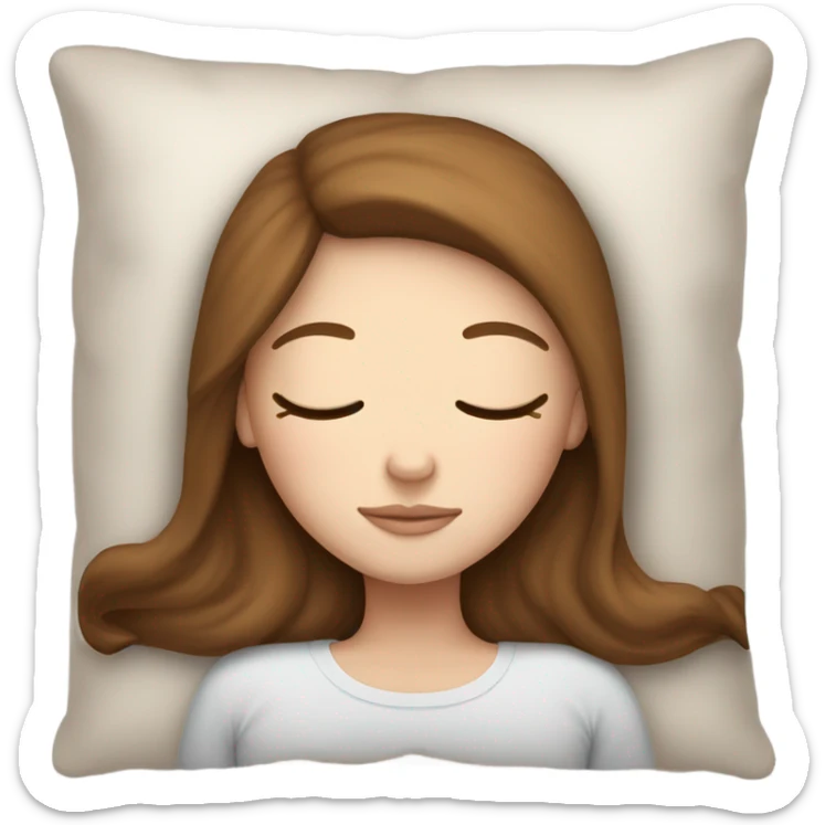 White girl with frekles Brown straight hair sleeping peacfully on a pillow  sticker
