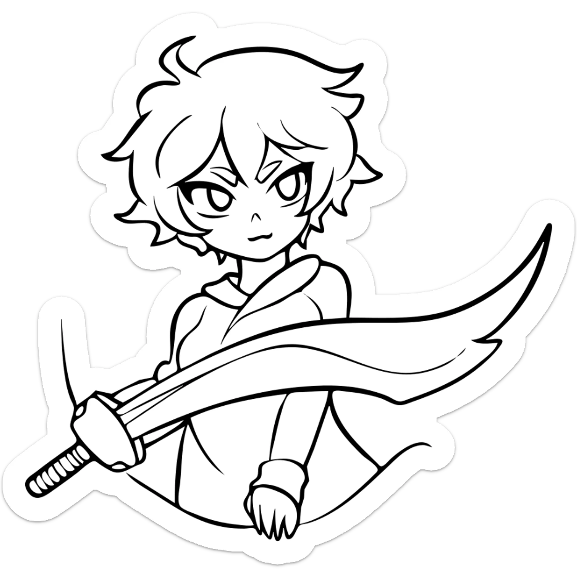 Jett from Valorant, a female character with short white hair, holding kunai knives, wind abilities sticker
