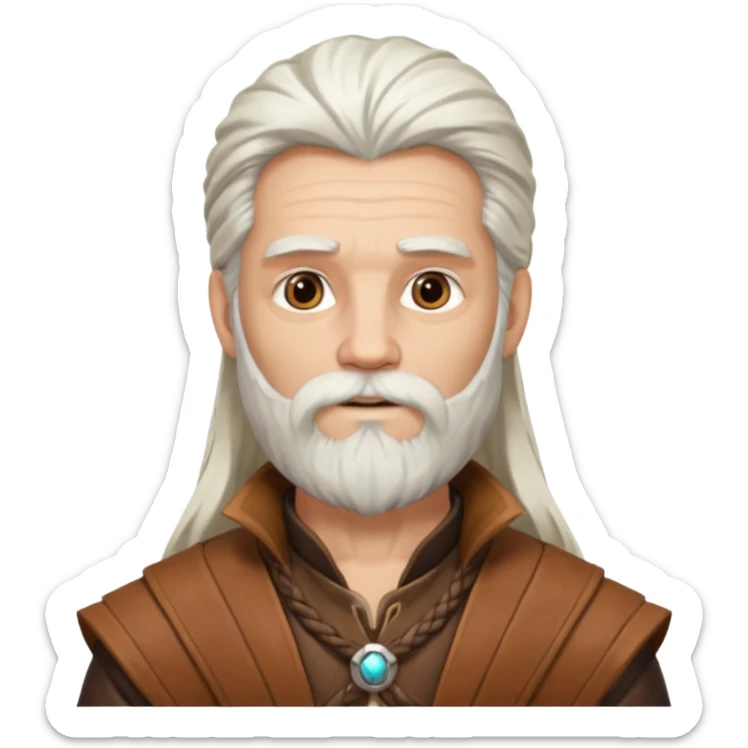 Pan, God of the Wild from Gods and Goddesses with long white hair and beard, brown outfit sticker
