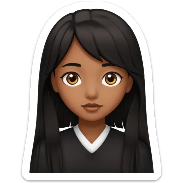 Girl with big brown eye and long black hair with side bangs sticker