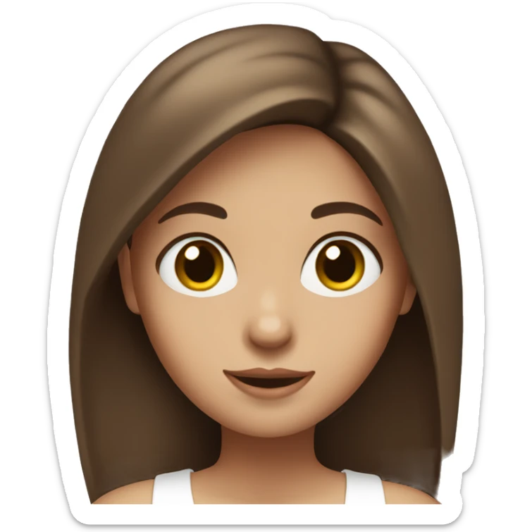 Girl with brown hair, hazel eyes wearing white tank top sticker