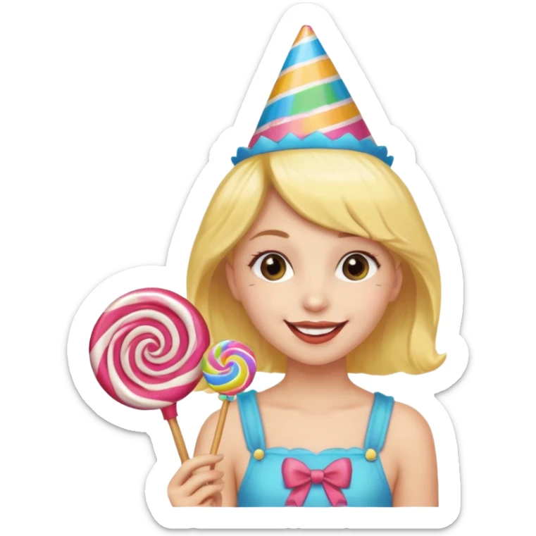 very pretty candy shop girl face with lollipop hair sticker