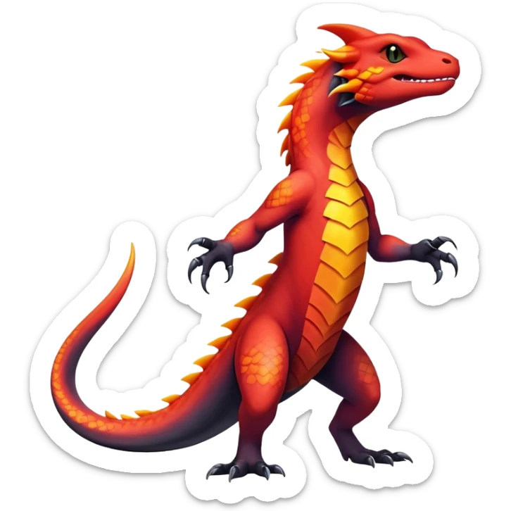 Colorful Dark Shiny Exotic Salandit-Charmeleon-Quilava-Fakémon-hybrid-creature (full body)  sticker