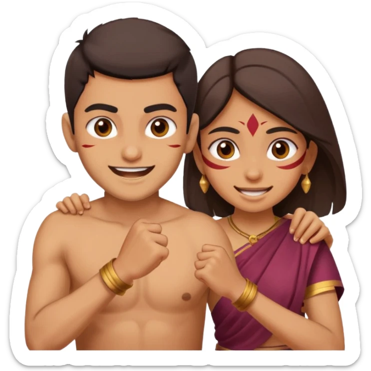 brother and sister fighting indian culture naughty  sticker