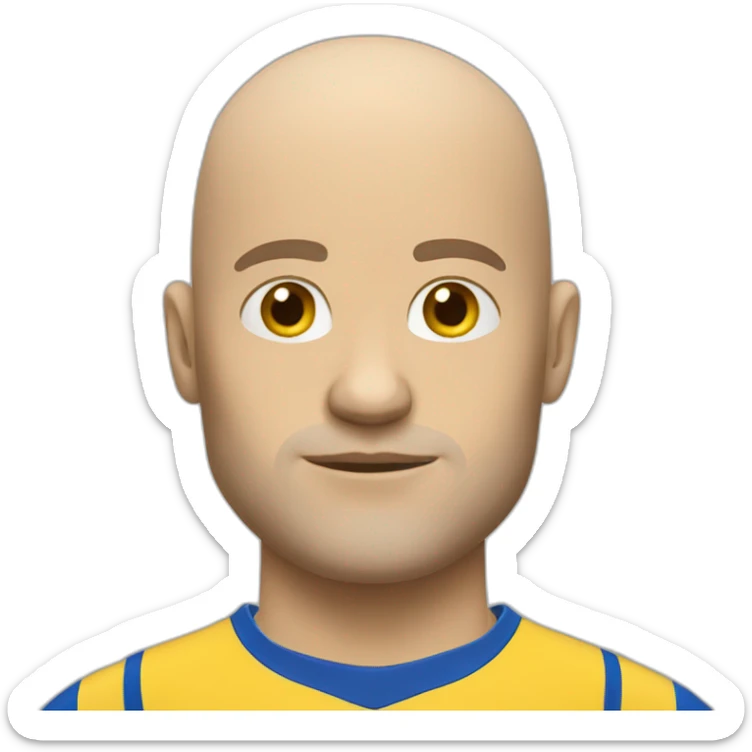 Rugby player With yellow and blue t-shirt without Hair and white skin sticker
