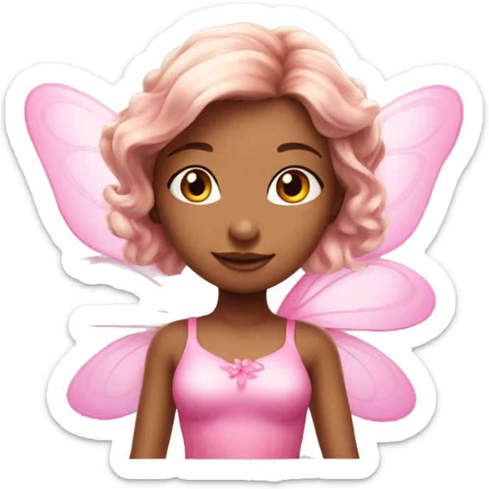 Beautiful pretty fairy girl with pink clothes flying with pink high detail fairy wings   sticker