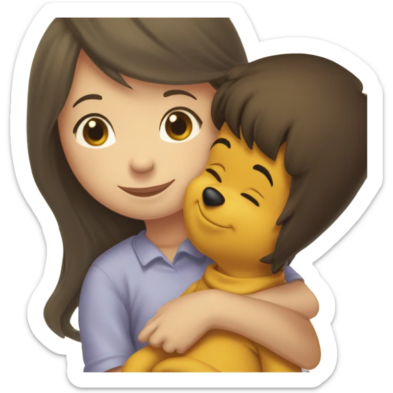 Winnie the Pooh saying goodnight to pretty brunette girl sticker