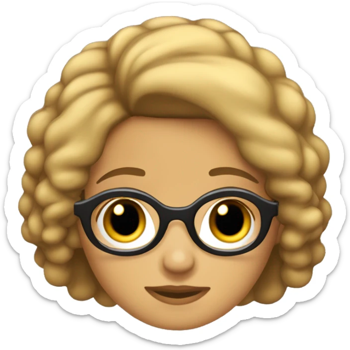 Chica blanca , pelo suelto negro castaño y lacio , lentes y linda  sticker