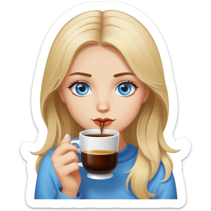 dirty blonde haired blue eyed girl sipping turkish coffee  sticker