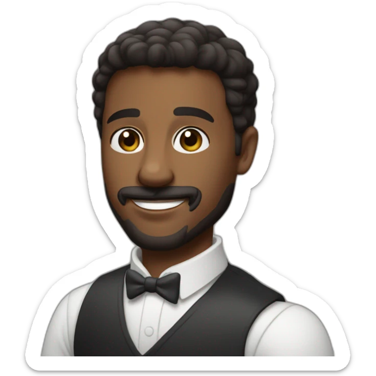 wendell carvalho, homem de pele clara de barba preta tomando um bom vinho branco sticker