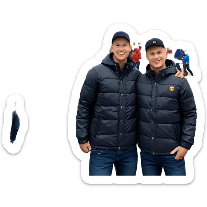 boys enjoying outdoors in jackets sticker