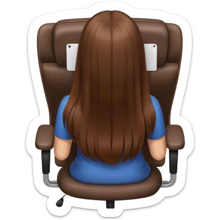 Woman sitting on an office chair from the Back of head with long hair sticker