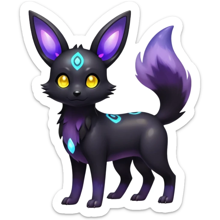 Shiny Exotic Colorful Excessive Mysterious Umbreon-Poochyena-Pokémon-Fakémon-hybrid-creature (full body) sticker
