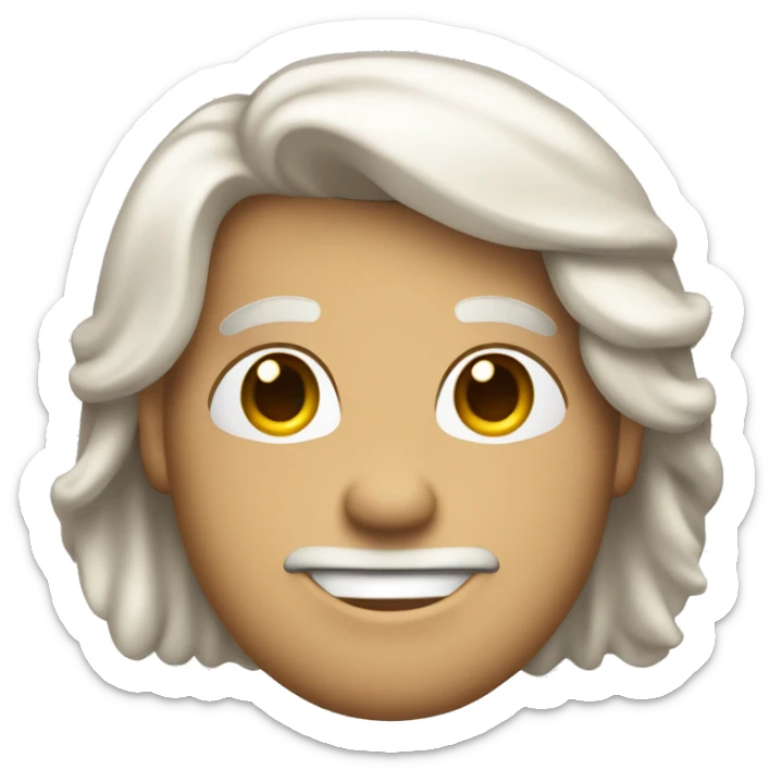 hace a un chico con pelo blanco, de piel color blanca, sonriendo con un traje puesto sticker