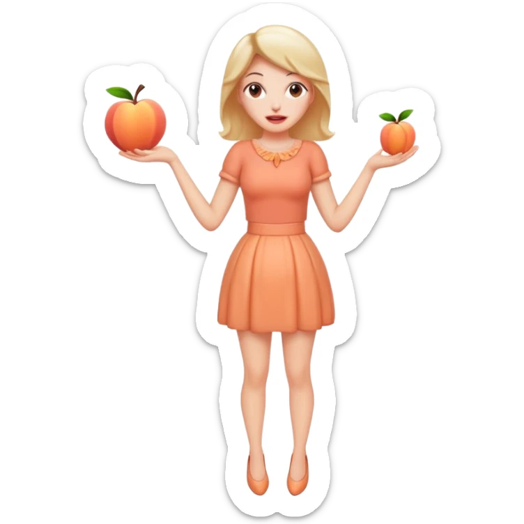 Excited pursed lip full body emoji with peach instead of waist sticker