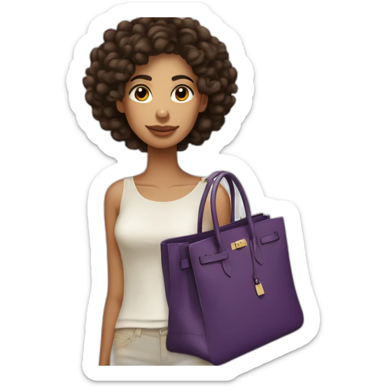 Skinny latino with short curly hair carrying an Hermes Birking bag sticker