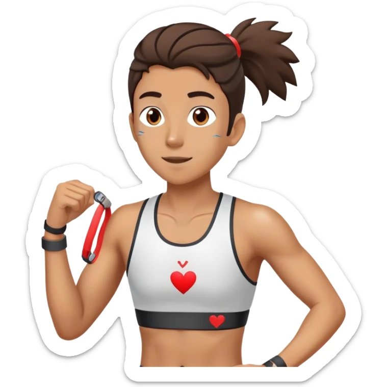 Runner with heart rate monitor and oxygen measurement indicator, VO2 max fitness test sticker