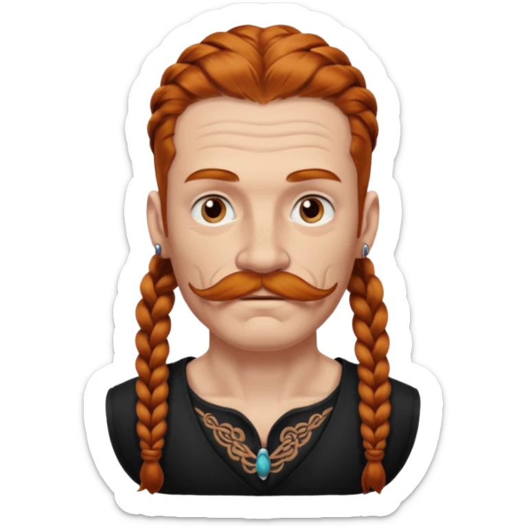 thick very dark ginger braids man old very tattoed with the whitest mustache ever sticker