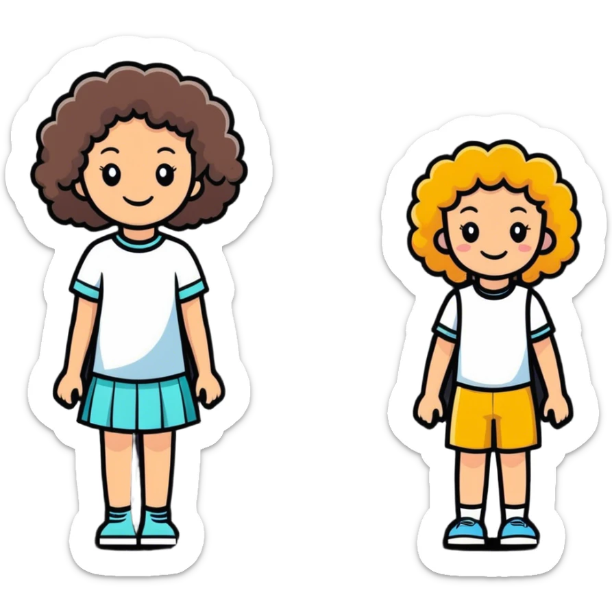 Curly hair and straight hair girl living together  sticker
