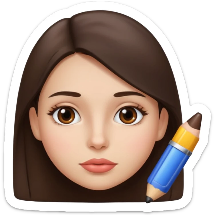 “Girl with straight brunette hair and a mole next to her lip. sticker