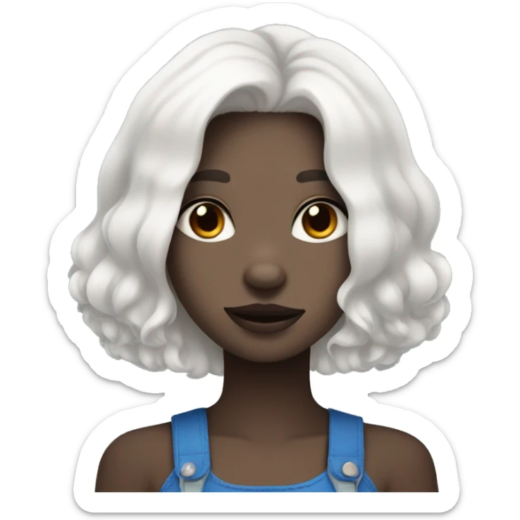 Dark big dog with cutie white haired and blue eyes girls, cuddles  sticker