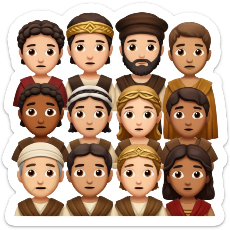 WIl je groep mensen, paar mensen in joods leven in roman tijd. 
Ze kijken niet blij sticker