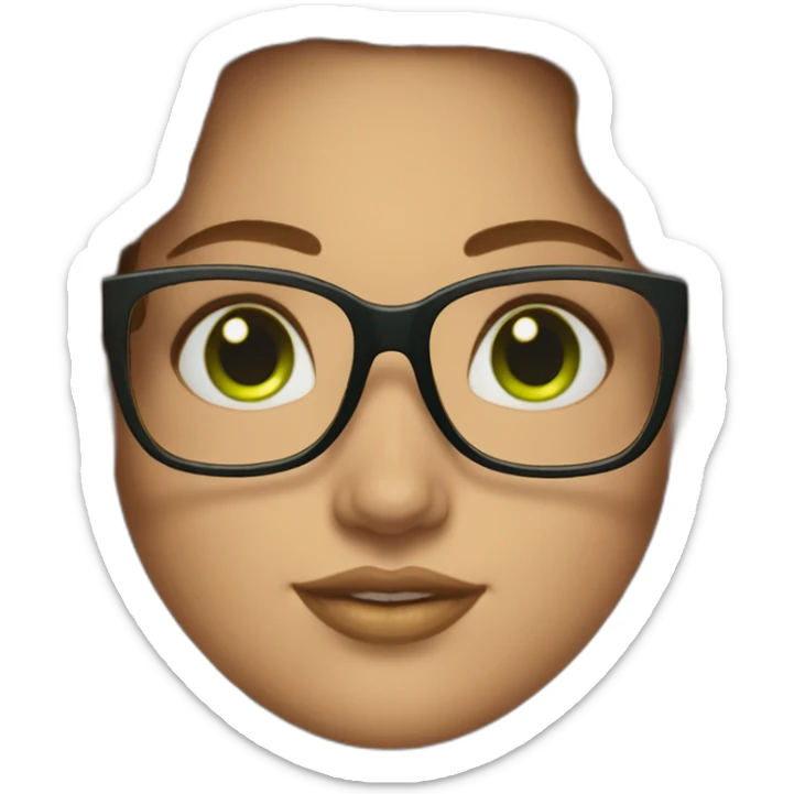 curvy-woman-with-wavy-brown-hair-square-glasses-green-eyes sticker