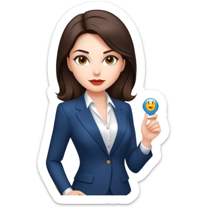 sexy businesswoman, brunette, white skin, elegant suit sticker