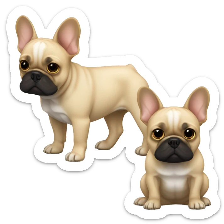 beige french bulldog with back fur over is eyes, as a line, and black snout animated sticker