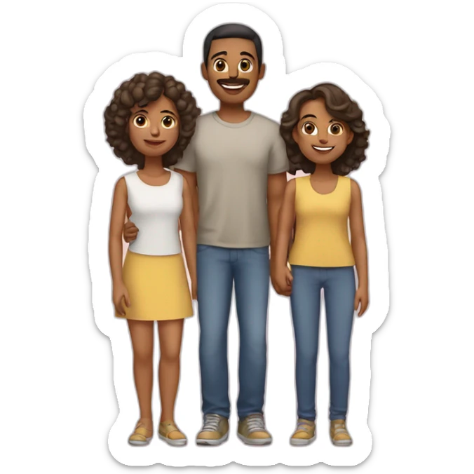 Familia de 5 personas hija y dos hijos sticker