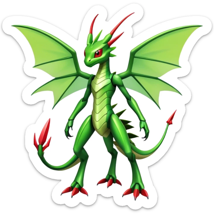  Cool Edgy Shiny Colorful Futuristic Ethereal Legendary Scyther-Flygon-Digimon-hybrid full body  sticker