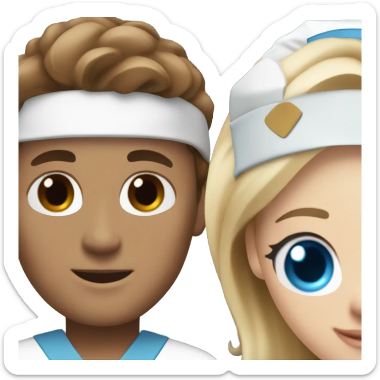 Nurse with blue eyes brown hair and white scrubs and doctor with blonde hair blue eyes and blue scrubs  sticker