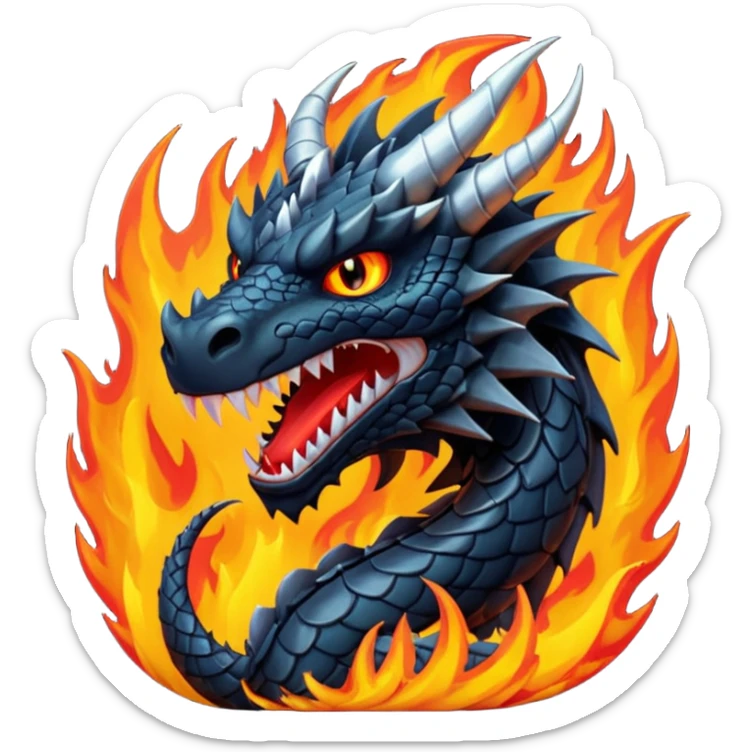 Angry black dragon sticker