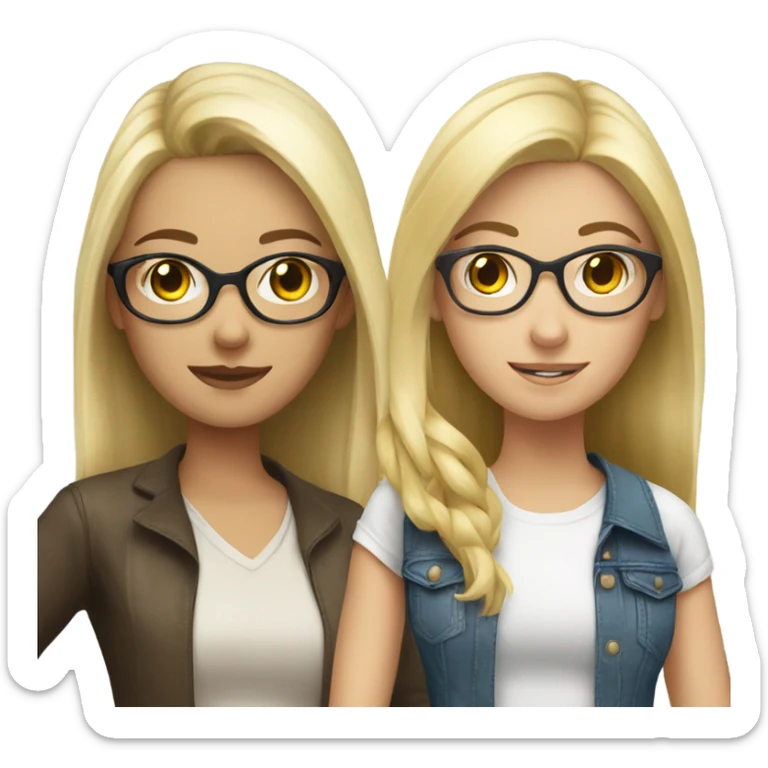 Pretty blonde girl and next to her is a brunette with glasses sticker
