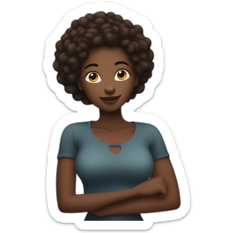 black african women standing with thumb and forefinger in shape of heart in front of her sticker