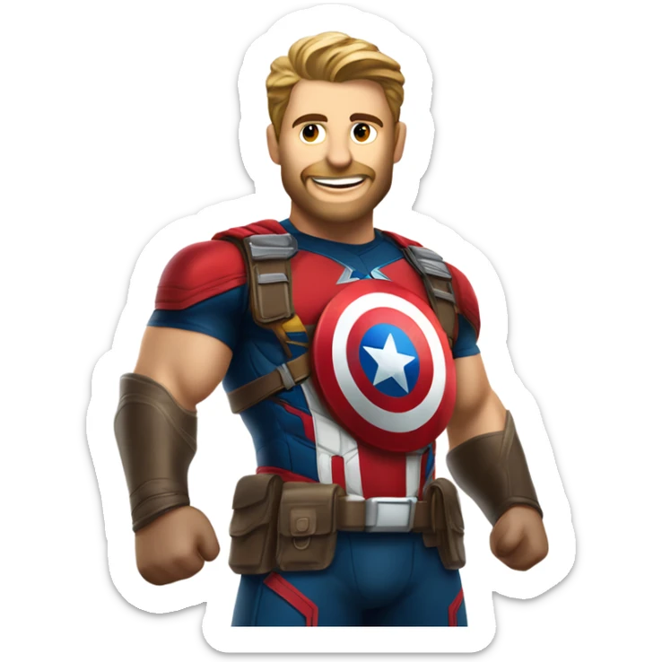 super herói similar ao capitão américa, mas com referência a "promoção/ofertas" sticker