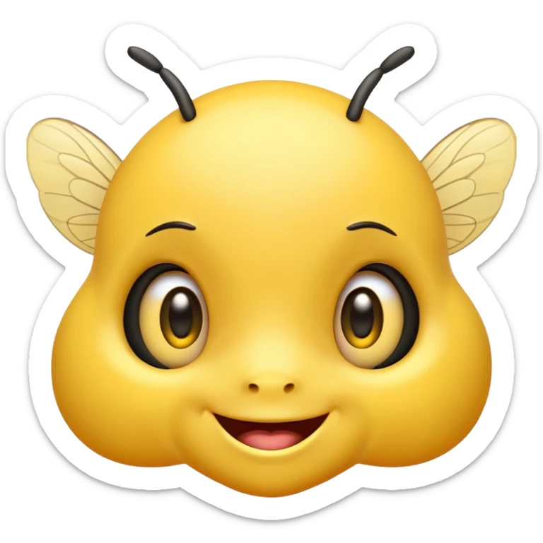 Yellow big shiny eyes emoji smiling and blushing with Bumblebees around it and its happy sticker