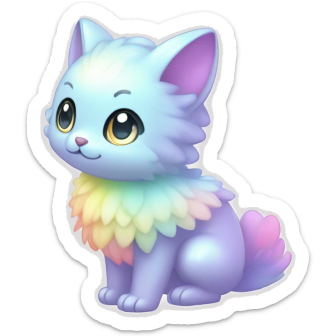 Shiny Kawaii Innocent Shy Baby Sparkly Colorful Pastel Fluffy beautiful fantasy Kawaii Ethereal Sona Fakemon-animal Full Body sticker