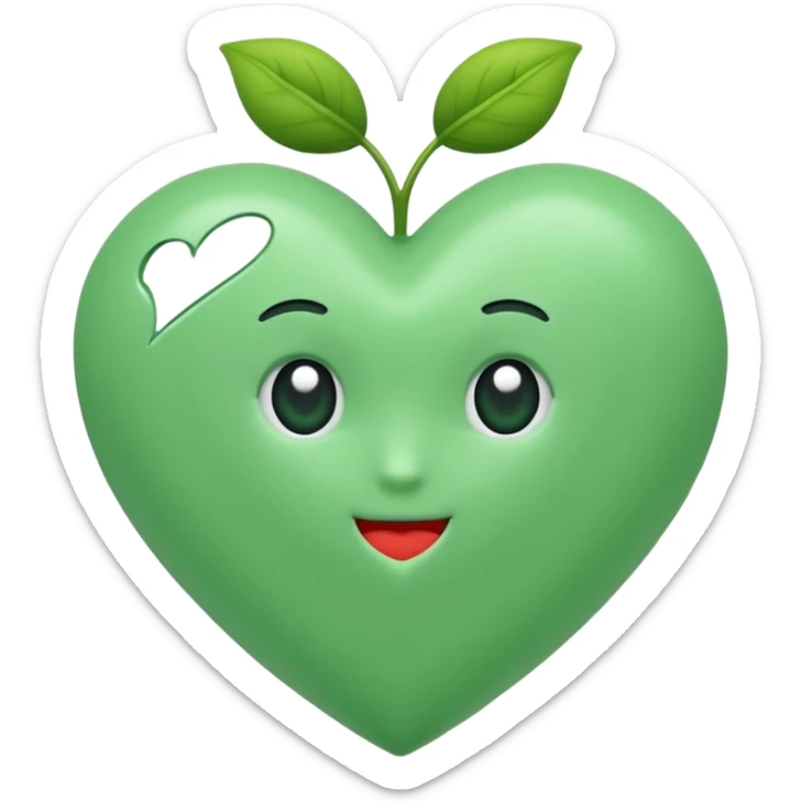 Un corazón de color verde en una tonalidad claridad sin ninguna decoración, solo el corazón  sticker