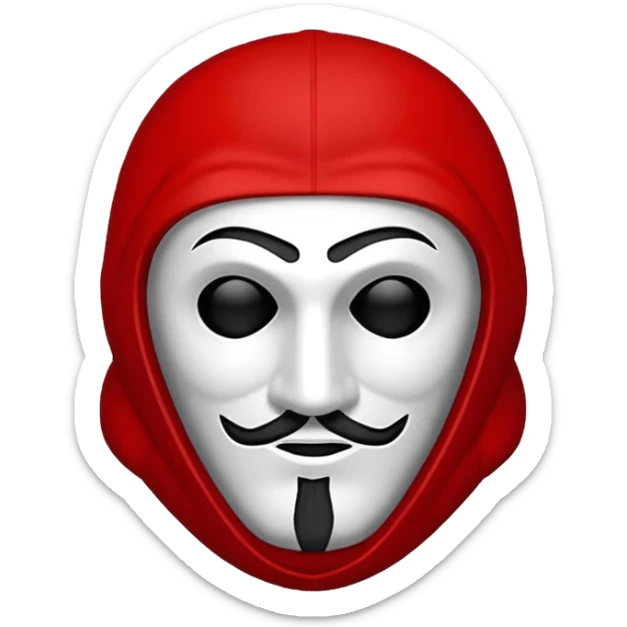 Emoji de la película La casa de papel máscara y la ropa rojo y la máscara color crema  realista  sticker