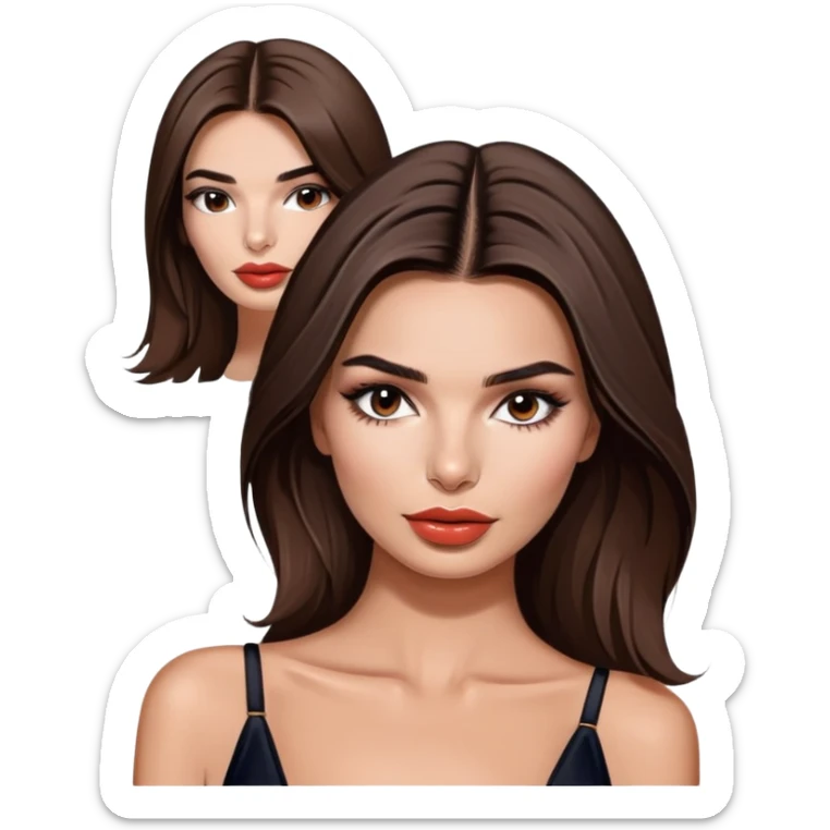 Emily Ratajkowski, beautiful fashion model with brunette hair, full lips, defined eyebrows sticker