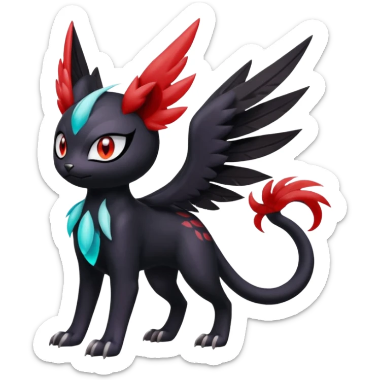 Meloetta-Purrloin-Nargacuga-Pokémon-Fakémon-fusion-hybrid-creature sticker
