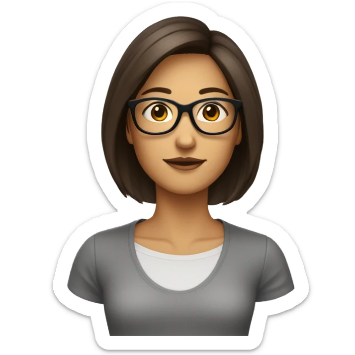 femme brune avec une coupe au carrée et de grandes lunettes fines sticker