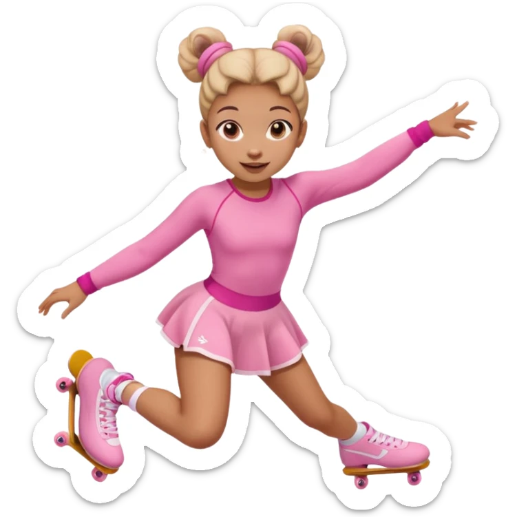 My little pony Cute skater 10 girl with two buns and pink outfit, gliding with playful energy. sticker