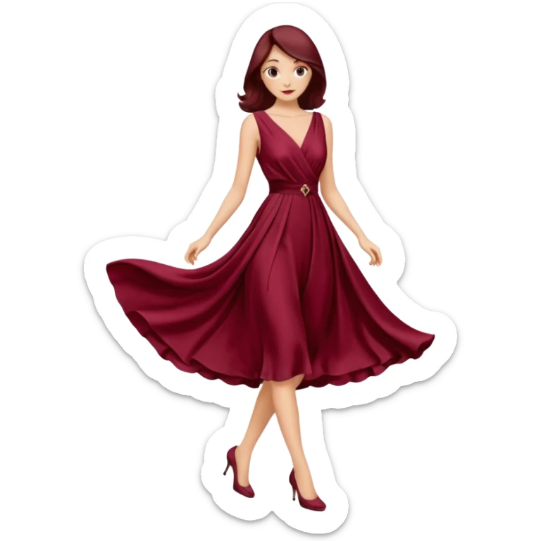 create a burgundury dress just the dress. make it knee lenght sticker